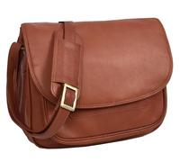 Rosalind - Borsa a tracolla classica da donna, in vera pelle, con tracolla, Marrone, Large