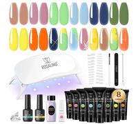 ROSALIND Gel Unghie Ricostruzione Kit Completo, 8 Colori Poligel 10ml con Base &