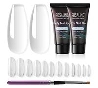 ROSALIND Kit Gel Unghie Ricostruzione, Acrilico Poly Nail Gel Trasparente Colori 30ml*2 con Pennello e Unghie Finte, Gel Estensione Unghie Gel per Ricostruzione Ispessente per Unghie, Nail Art