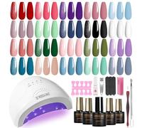 ROSALIND Kit Semipermanente Unghie con 48W UV LED Lampada, 20+4 Pezzi Rosso Rosa Viola Blu Verde Smalto Semipermanente Unghie, Kit Smalto Gel Completo Soak Off Nail Art Manicure Regalo