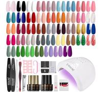 ROSALIND Kit Semipermanente Unghie, con Lampada 48w UV/LED Set Smalto Semipermanente Rosa Nero Bianco Verde Viola Blu Glitter Professionale Completo UV LED Soak-Off Smalti Gel per Unghie Mini