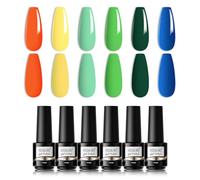 ROSALIND Semipermanente Unghie Colori, Arancio Verde Blu Giallo Colori Smalti Semipermanenti Per Unghie, Asciugare con Lampada LED UV Gel Unghie, 6 Colori Smalti per Unghie