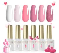 ROSALIND Smalti Semipermanenti 6 Colori: Bianco, Rosa Chiaro, Neon e Glitterato - Smalto Gel Unghie UV LED Nail Polish 6ml