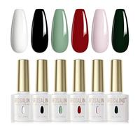 ROSALIND Smalti Semipermanenti Bianco Nero Verde Chiaro Rosso Rosa Verde Scuro 6 Colori Semipermanente Unghie, Smalto Semipermanente per Unghie UV LED Smalto Gel Unghie Nail Polish 6ml