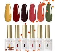 ROSALIND Smalti Semipermanenti Giallo Rosso Arancio Verde Scuro 6 Pcs Smalto Semipermanente UV LED Smalto Per Unghie Soak Off Gel Polish Colori Autunno Inverno