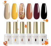 ROSALIND Smalti Semipermanenti Kaki Giallo Marrone Nero 6 Colori Smalto Semipermanente UV LED Smalto Per Unghie Soak Off Gel Polish Autunno Inverno