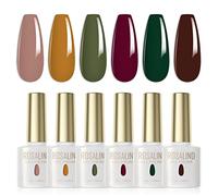 ROSALIND Smalti Semipermanenti Khaki Giallo Verde Vino Rosso Verde Scuro Marrone 6 Pcs Smalto Semipermanente UV LED Smalto Per Unghie Soak Off Gel Polish Autunno Inverno