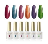 ROSALIND Smalto Semipermanente, 6 Colori Dorato Glitterato Effetto Rosso Blu Viola Chiaro Scuro Arancione Verde UV Smalti Semipermanenti per Unghie