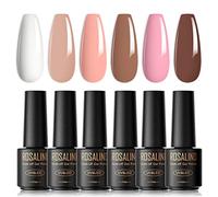 ROSALIND Smalto Semipermanente, 6 Colori Mini Smalti Semipermanenti per Unghie Bianco Nudo Rosa Marrone Gel Unghie UV/LED Kit Nail Polish Manicure Regalo di San Valentino