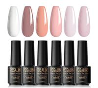 ROSALIND Smalto Semipermanente, 6 Colori Mini Smalti Semipermanenti per Unghie Bianco Rosa Arancia Gel Unghie UV/LED Kit Nail Polish Manicure Regalo di San Valentino