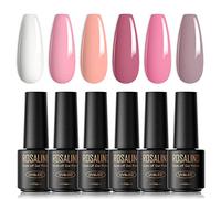 ROSALIND Smalto Semipermanente, 6 Colori Mini Smalti Semipermanenti per Unghie Bianco Rosa Gel Unghie UV/LED Kit Nail Polish Manicure Regalo di San Valentino