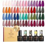 ROSALIND Smalto Semipermanente Unghie, 24 Pezzi Marrone Rosa Arancione Rosso Viola Blu Verde Colori Smalti Semipermanenti per Unghie, Mini Smalto Gel Unghie Soak Off UV/LED Nail Art Manicure