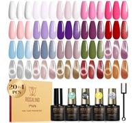 ROSALIND Smalto Semipermanente Unghie, 24 Pezzi Rosa Viola Verde Blu Smalti Semipermanenti per Unghie con Cat Eye Gel Argento Rosa Rosso Arancione, Soak Off Mini UV/LED Smalto Gel Unghie Manicure