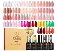 ROSALIND Smalto Semipermanente Unghie, 30 Pezzi Jelly Bianco Rosa Nude Marrone Rosso Giallo Verde Colori Smalti Semipermanenti per Unghie Trasparente, Mini Smalto Gel Soak Off UV/LED Nail Art Manicure
