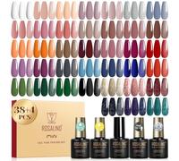 ROSALIND Smalto Semipermanente Unghie, 42 Pezzi Marrone Rosso Arancione Viola Colori Smalti Semipermanenti per Unghie, Mini Smalto Gel Grigio Blu Verde UV/LED Autunnali Invernali Manicure