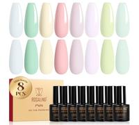 ROSALIND Smalto Semipermanente Unghie Macarons, 8 Colori Pastello Blu Verde Rosa Viola Giallo Smalti Semipermanenti Colori, Soak Off Mini UV/LED Smalto Gel Unghie Nail Art Manicure Regalo