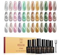 ROSALIND Smalto Semipermanente Unghie Magnetico, 12 Colori Argento Rosa Viola Verde Marrone Rosso Jelly Crystal Cat Eye Smalti Semipermanenti per Unghie, Soak Off UV/LED Smalto Gel Manicure Regalo