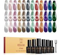 ROSALIND Smalto Semipermanente Unghie Magnetico, 12 Colori Argento Viola Marrone Blu Verde Rosso Cat Eye Smalti Semipermanenti per Unghie con Magnete, Soak Off UV/LED Smalto Gel Unghie Manicure Regalo