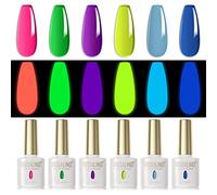 ROSALIND Smalto Semipermanente Unghie Neon Fluorescente Fluo Rosa Verde Viola Giallo Blu 6 Colori Luminoso UV LED Soak Off Smalto Gel Unghie Smalti Semipermanenti per 6ml