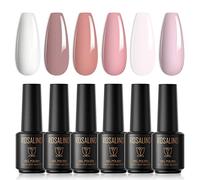 ROSALIND Smalto Semipermante Per Unghie,6 Coloris 7ML Bianco Rosa Smalti Semipermanenti Per Unghie Nail Polish UV LED Gel Unghie,UV Gel Nail Art