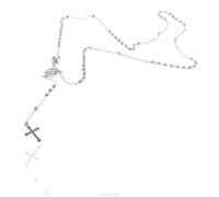 rosario argento 925 collana palline 3mm modello Y croce madonna miracolosa 50cm