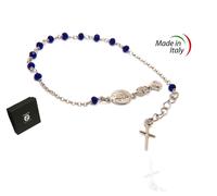 rosario argento 925 cristallo blu bracciale o collana a Y madonna miracolosa