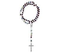 Rosario cattolico con perline in cristallo | Grande regalo religioso per Prima Comunione, Cresima e Matrimoni | Devozionale Mariano | Made in Italy, Vetro, Granato