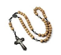 Rosario cattolico da donna collana rosario in legno croce ciondolo collana regalo battesimo cresima prima comunione regali pasquale cestino riempitivo regali Pasqua regali, Lega di acciaio, Nessuna
