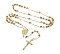 Rosario Cattolico Oro o Argento - Rosario Acciaio inossidabile - Collana di preghiera - Collana Medaglia San Benedetto - Simbolo protezione - Gioielli religiosi, 5 mm, Acciaio inossidabile