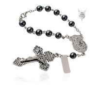 Rosario cattolico per auto con crocifisso, con perline, per specchietto retrovisore o camion