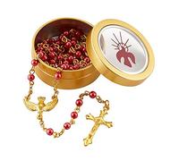 Rosario cattolico per cresima, con custodia, collana di preghiera con perline rosse, con centro dello Spirito Santo e crocifisso tradizionale, regalo per ricordo della conferma in Cristo, 41 cm, 41