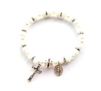 Rosario con croce elastica, gioiello ornamentale, accessorio decorativo per donne e uomini, decorazione a mano, rosario per uomini cattolici