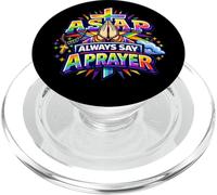 Rosario cristiano con croce arcobaleno e scritta "Always Say A Prayer PopSockets PopGrip per MagSafe
