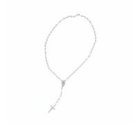 Rosario Croce Pendente Bianco Perle Plastica 50 cm