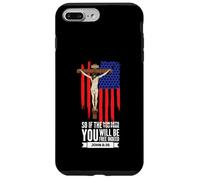 Rosario Gesù Crocifisso Bandiera Americana Patriottica Custodia per iPhone 7 Plus/8 Plus