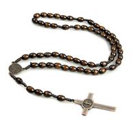 Rosario in legno da 6 mm con sette dolori e Maria con perline per preghiera, gioielli cristiani, 24inches