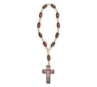 Rosario in Legno Piccolo Portatile in Legno Forte Stile Crocifisso Rosario Cattolico Intagliato a Mano per Battesimo Rosario Cattolico in Legno di Ulivo di Terra Santa da Israele