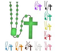 Rosario in plastica, confezione da 100 pezzi, rosario in plastica fosforescente, made in Italy, confezionato singolarmente per eventi ecclesiali ed religiosi, prodotto italiano, all'ingrosso
