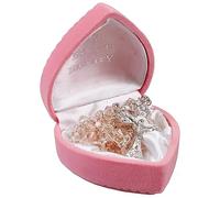 Rosario in vetro rosa o blu in una scatola coordinata a forma di cuore con biglietto "How to Prayer The Rosary" (rosario)