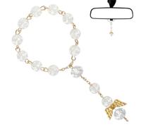Rosario per angelo custode, ciondolo per specchietto dell'auto, decorazione per interni dell'auto, regalo con angelo custode, portafortuna e accessori per auto (oro)