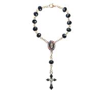 Rosario per auto da appendere allo specchietto retrovisore, regalo religioso cattolico devoto, con ciondolo e crocifisso, ideale come regalo cattolico per uomini e donne (nero)