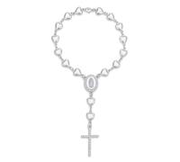 Rosario per Auto Specchietto Retrovisore - Ciondolo con Croce in Lega d'Argento, Decorazione Interna Elegante e Simbolo di Protezione, Idea Regalo per Nuova Auto, 1 Pezzo