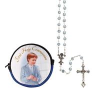 Rosario Per La Prima Comunione E Portafoglio - Ragazzo Con Perline Blu