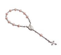 Rosario rosa in argento sterling per bambine, regalo di battesimo