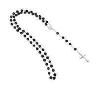Rosario rotondo con perle finte e ciondolo a forma di croce, collana religiosa per ragazze e donne