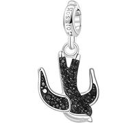 Rosato Charm da donna collezione storie. Gioiello realizzato in argento 925‰ con 27 zirconi neri e 2 zirconi bianchi. Soggetto: rondine. Dimensioni:20 mm. La referenza è rz020r