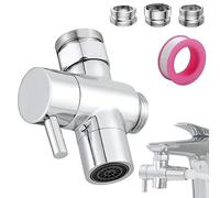 Roscid 3 Vie Deviatore Doccia Rubinetto Valvola con Adattatore M22 M24 G1/2, Valvola Deviatrice Rubinetto in Ottone Massiccio Valvola Separatore per Vasca da Bagno e Doccia per Lavandino, ARGENTEO