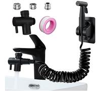 Roscid Doccetta per Bidet in Acciaio Inossidabile con Adattatore Rubinetto M22 M24 G1/2, Idroscopino per WC con 3M Tubo Telescopico e Supporto, Spruzzatore del Bidet per la Toilette (Nero)
