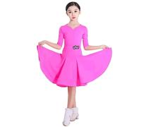 Rose 2,160cm,Abito da Ballo Latino per Bambine, Scollo a V, Orlo a Balze, Abbigliamento da Ballo per Sala da Ballo, Rumba, Samba, Pratica, Competizione, Tango, ChaCha
