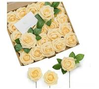 Rose artificiali 15/25/100 pezzi Rose finte in schiuma Bouquet da sposa Centrotavola Festa della mamma Decorazione per feste di San Valentino - champagne - 15 pezzi senza foglie in scatola